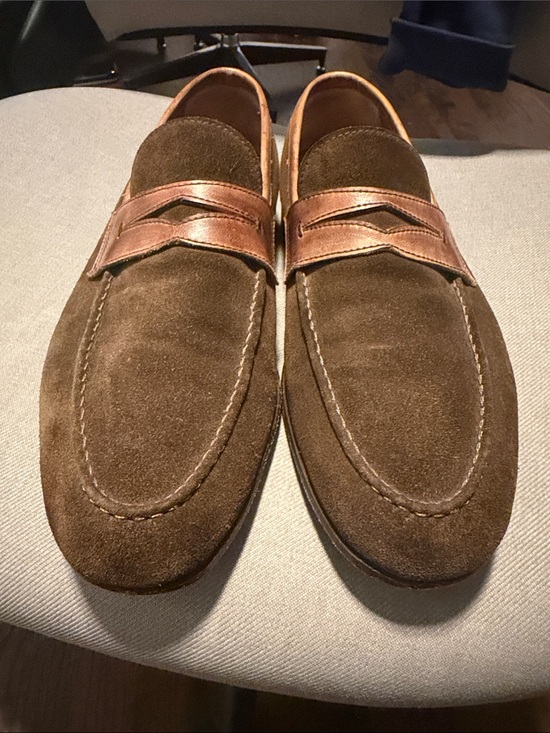 Bonton Brown Suede Penny Loafers with Leather Strap main image 4